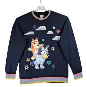 Box Lunch Bluey Bingo & Bluey Floral Cloud Crewneck Sweater Women’s Size Medium